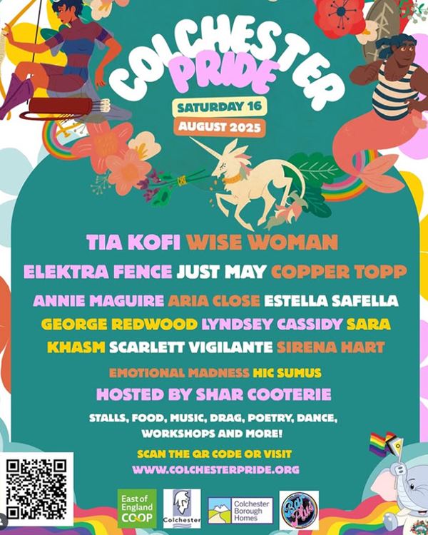 Line-up for Colchester Pride 2025