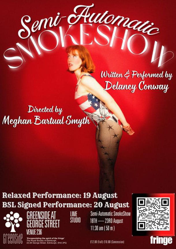 Promotional poster for Semi-Automatic SmokeShow, being performed at Edinburgh Fringe. 