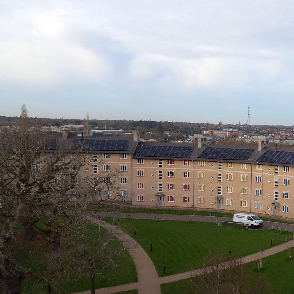 Photo showing solar panels on South Courts accommodation