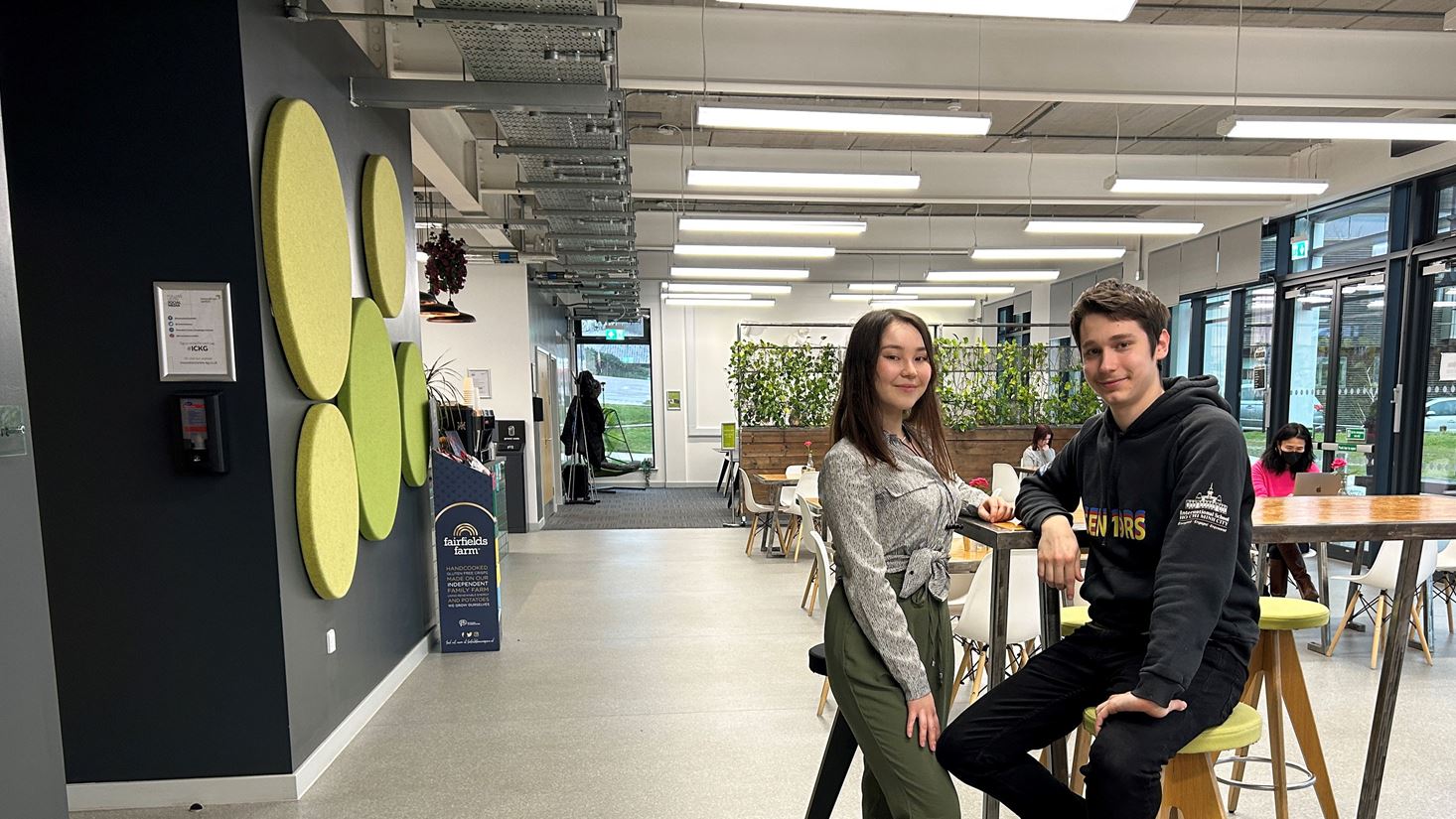 Alexey and Madina standing in the Innovation Centre