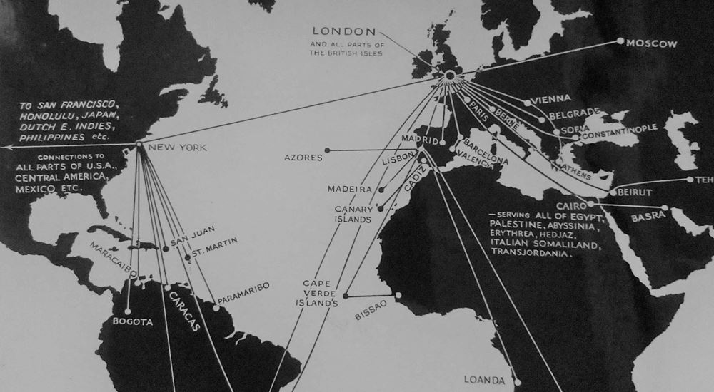 World map of Marconi services, 1928. Courtesy of Marconi Archives, Essex Record Office 