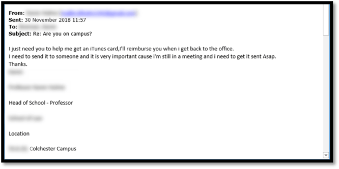 Example of a Phishing email pretending to be a work colleague