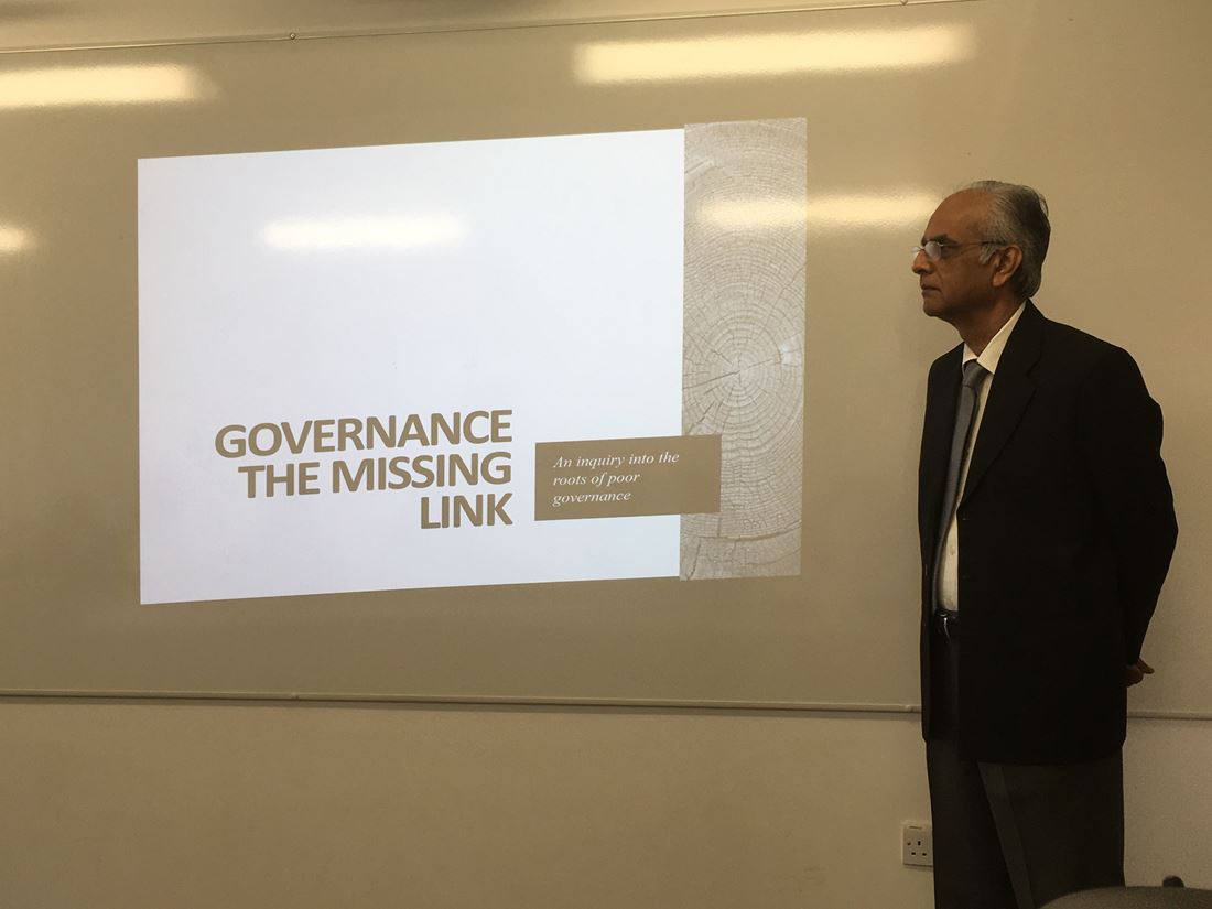 Mr Jayakumar, former Chief Secretary, Government of Kerala giving a speech in a classroom