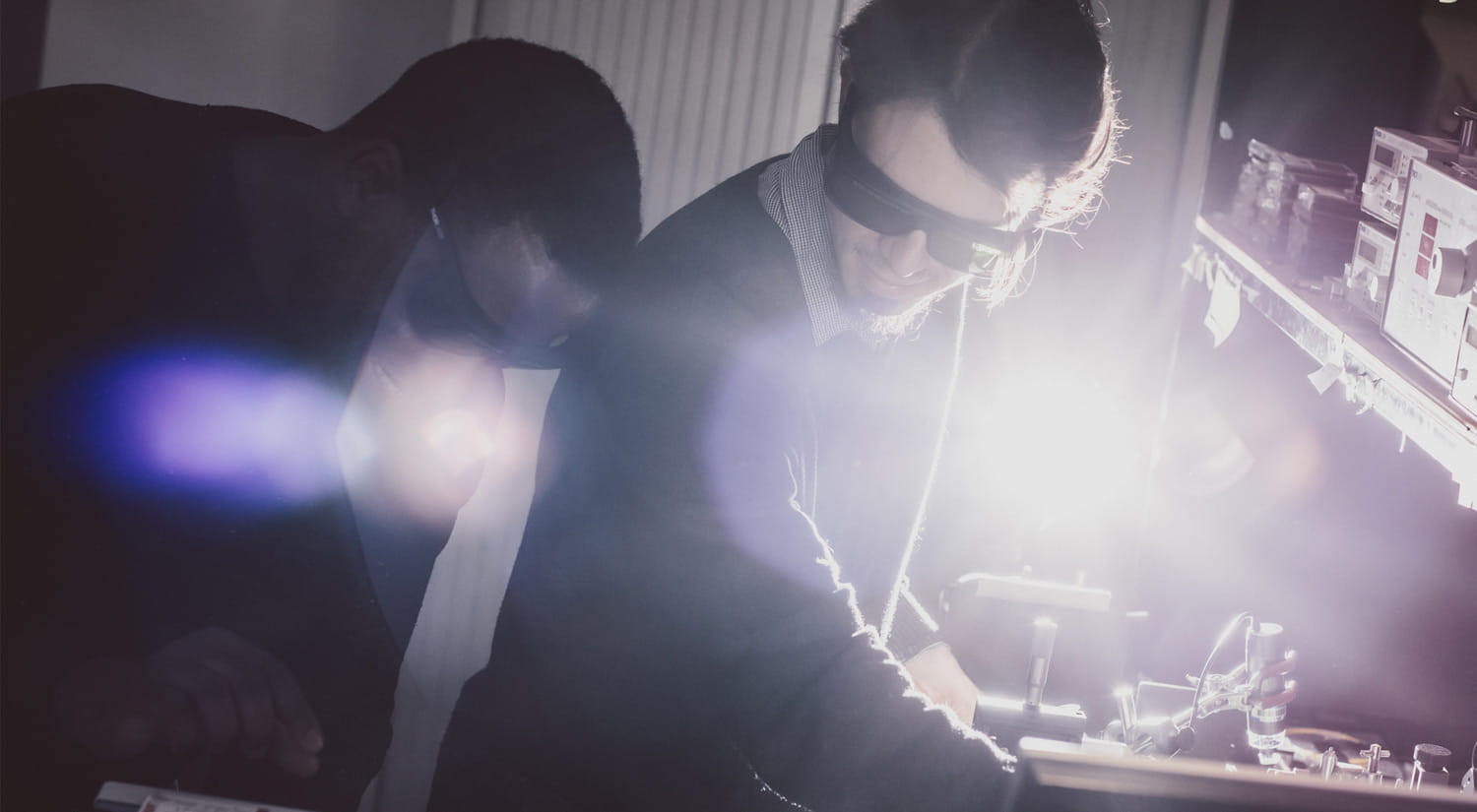 A student and an academic member of staff working closely on a research project