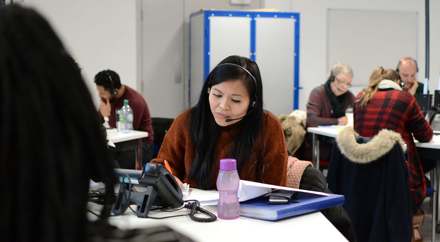 A PWP student practising making a call 