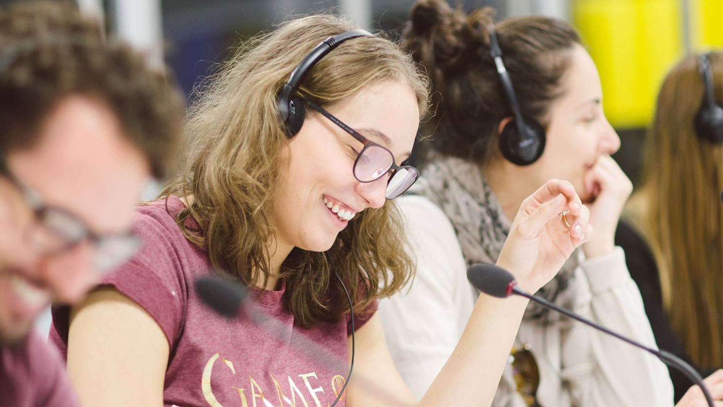 students listing in the interpreting lab