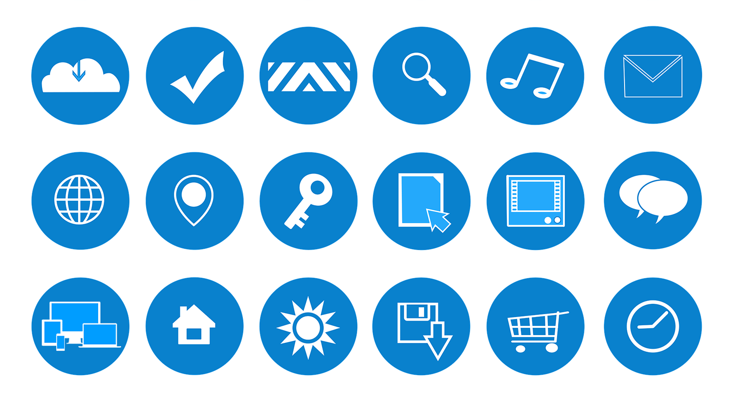 Set of blue icon illustrations