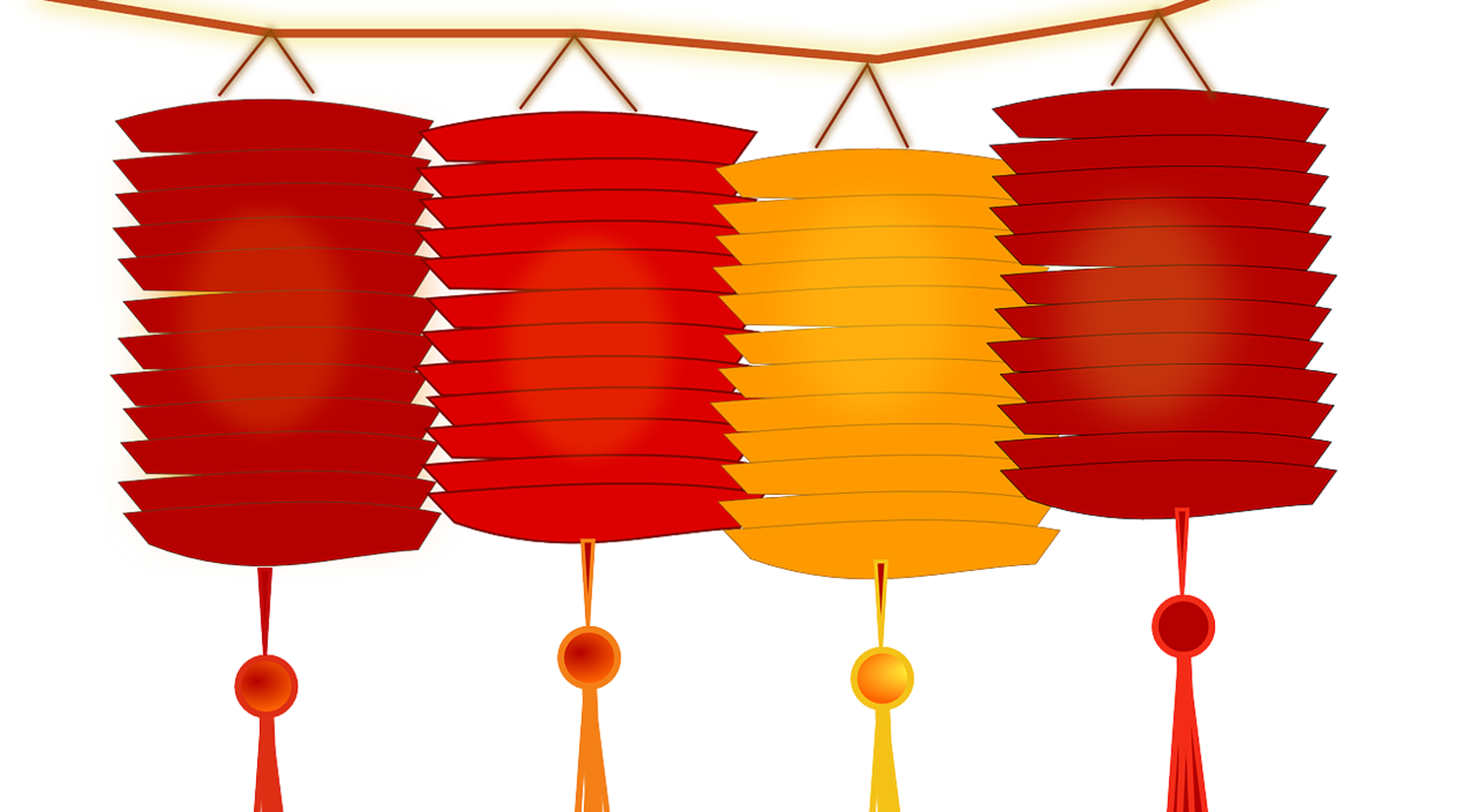 Illustration of three Chinese celebration lanterns