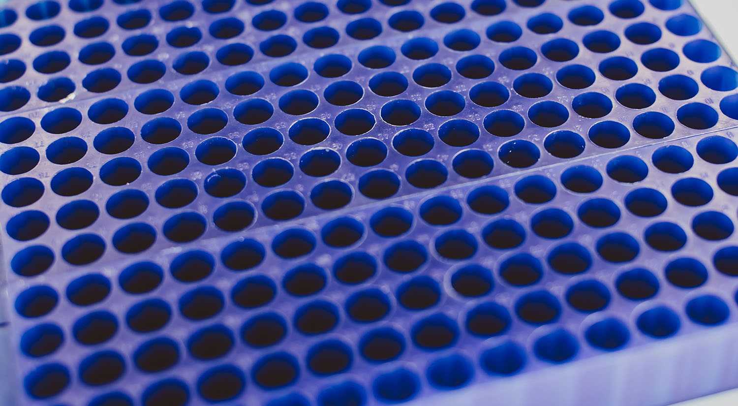 Blue plastic laboratory container 