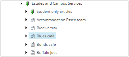 Screenshot of a page in Sitecore content tree to show how it is highlighted in blue when selected in the tree.