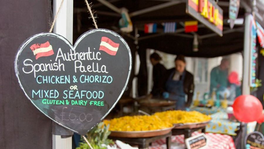 A local market stall serving European food