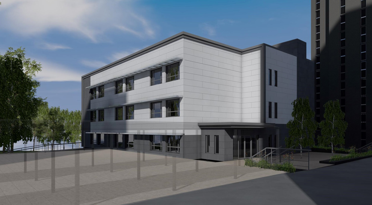 North Teaching Centre 2, view west from causeway