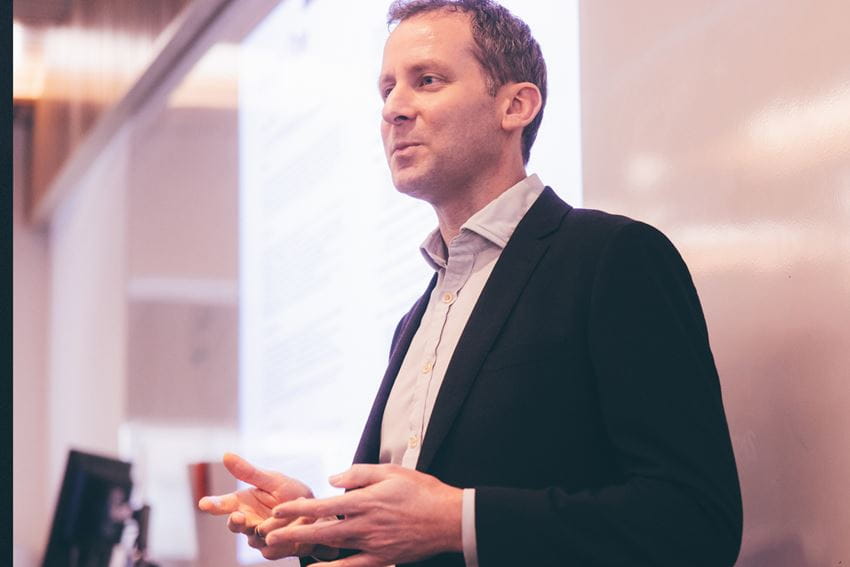 Dr James Fowler giving a lecture