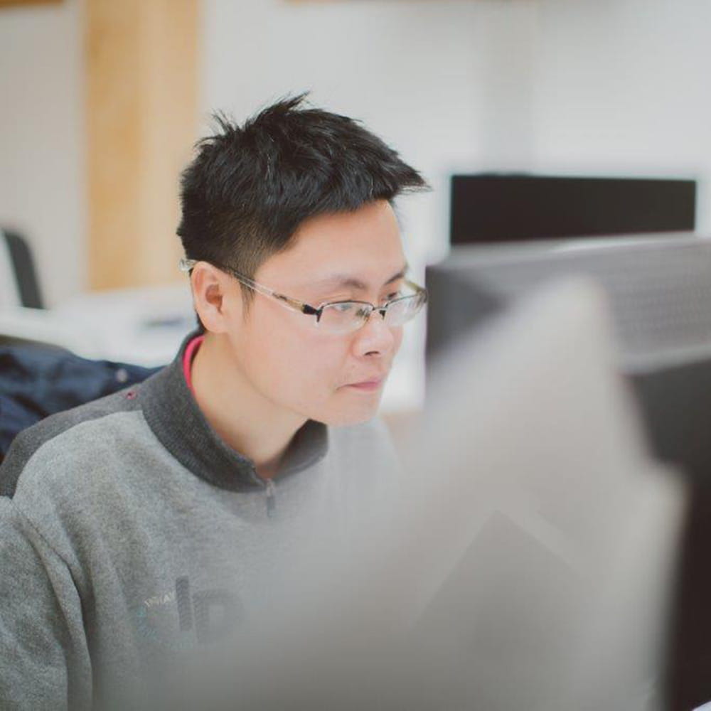 Student working at a computer