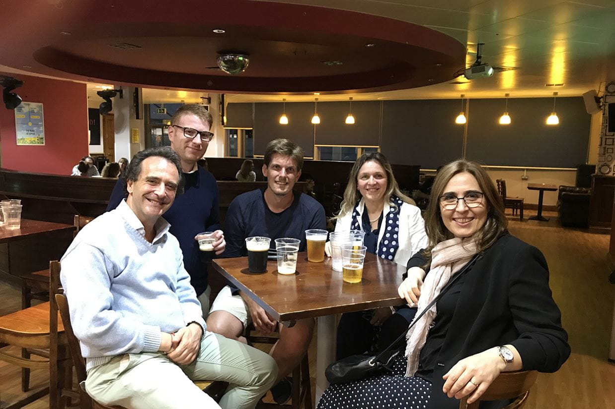 The organisers enjoying a well deserved pint after the EFiC 2019 Conference in Banking and Corporate Finance.
