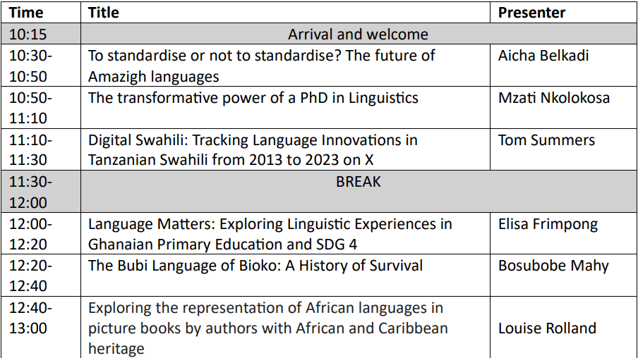 Programme for ASIG 2026 Conference on the Future of African Languages (AM)