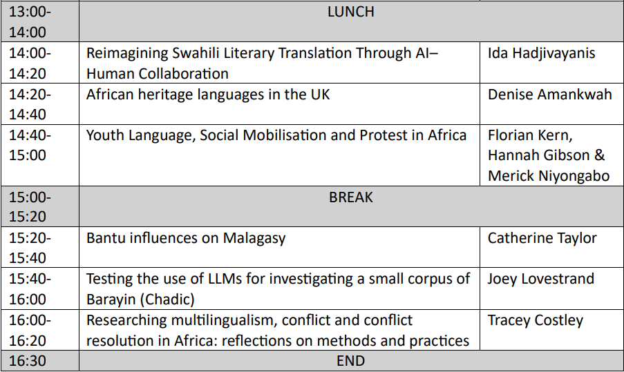 Programme for ASIG 2026 Conference on the Future of African Languages (AM)