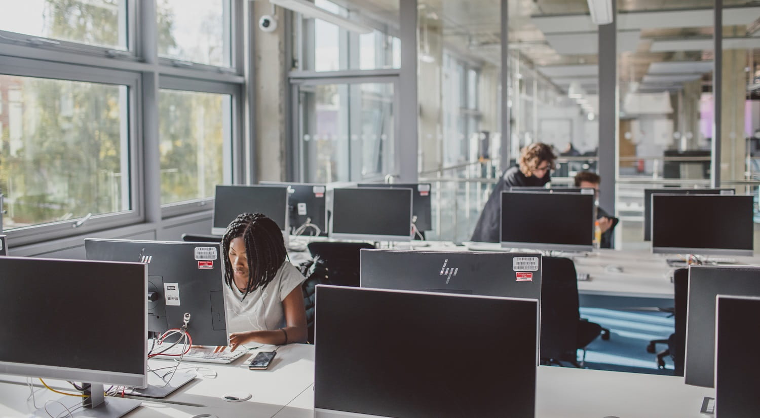 Students working in one of the computer labs.