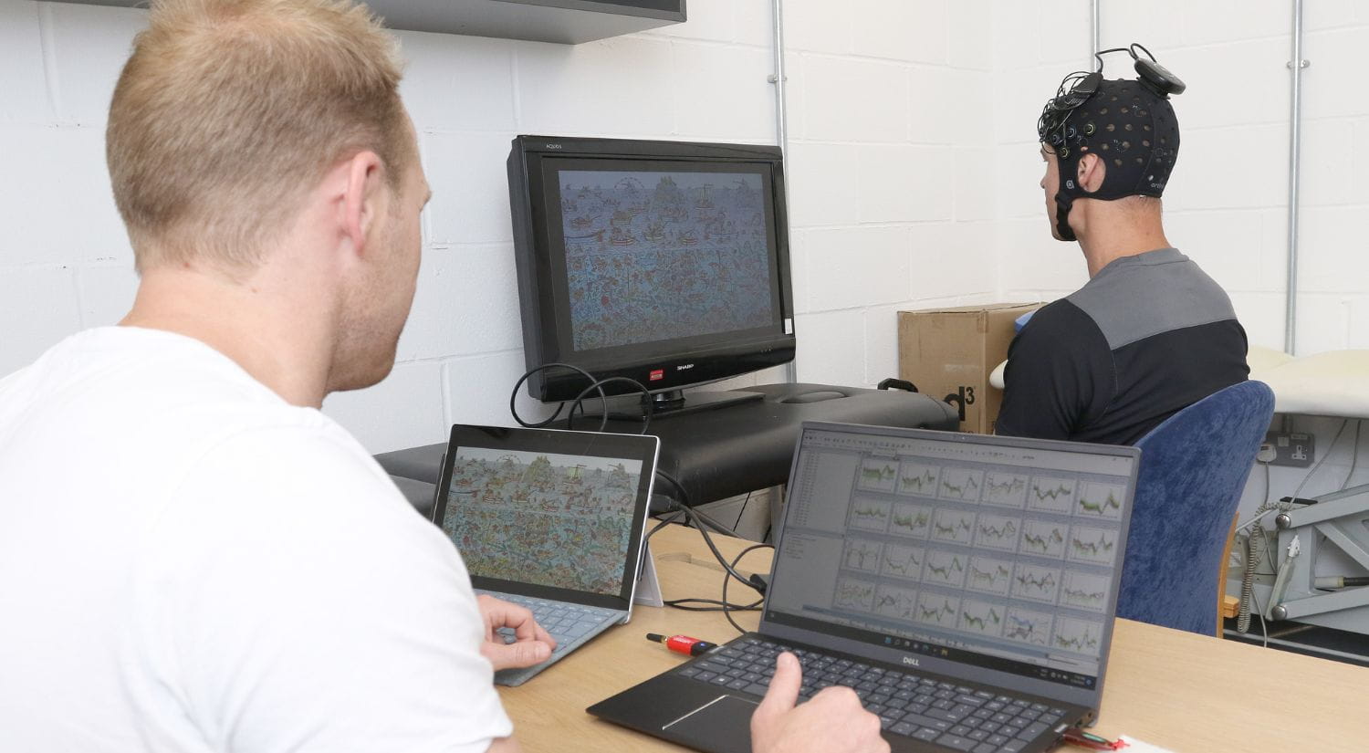 Dr Ben Jones performing a baseline test 