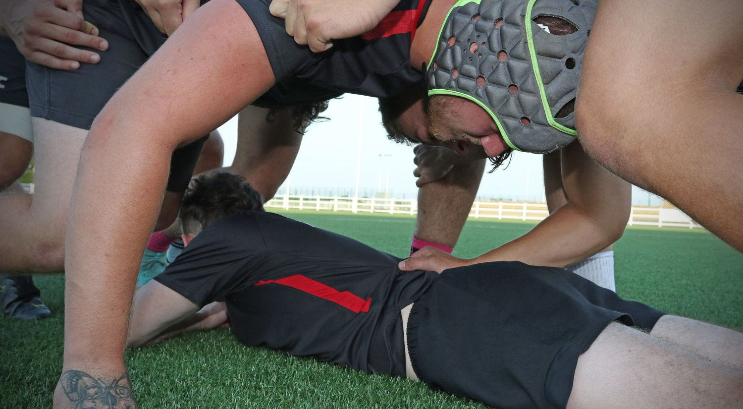 A ruck is practiced in training 