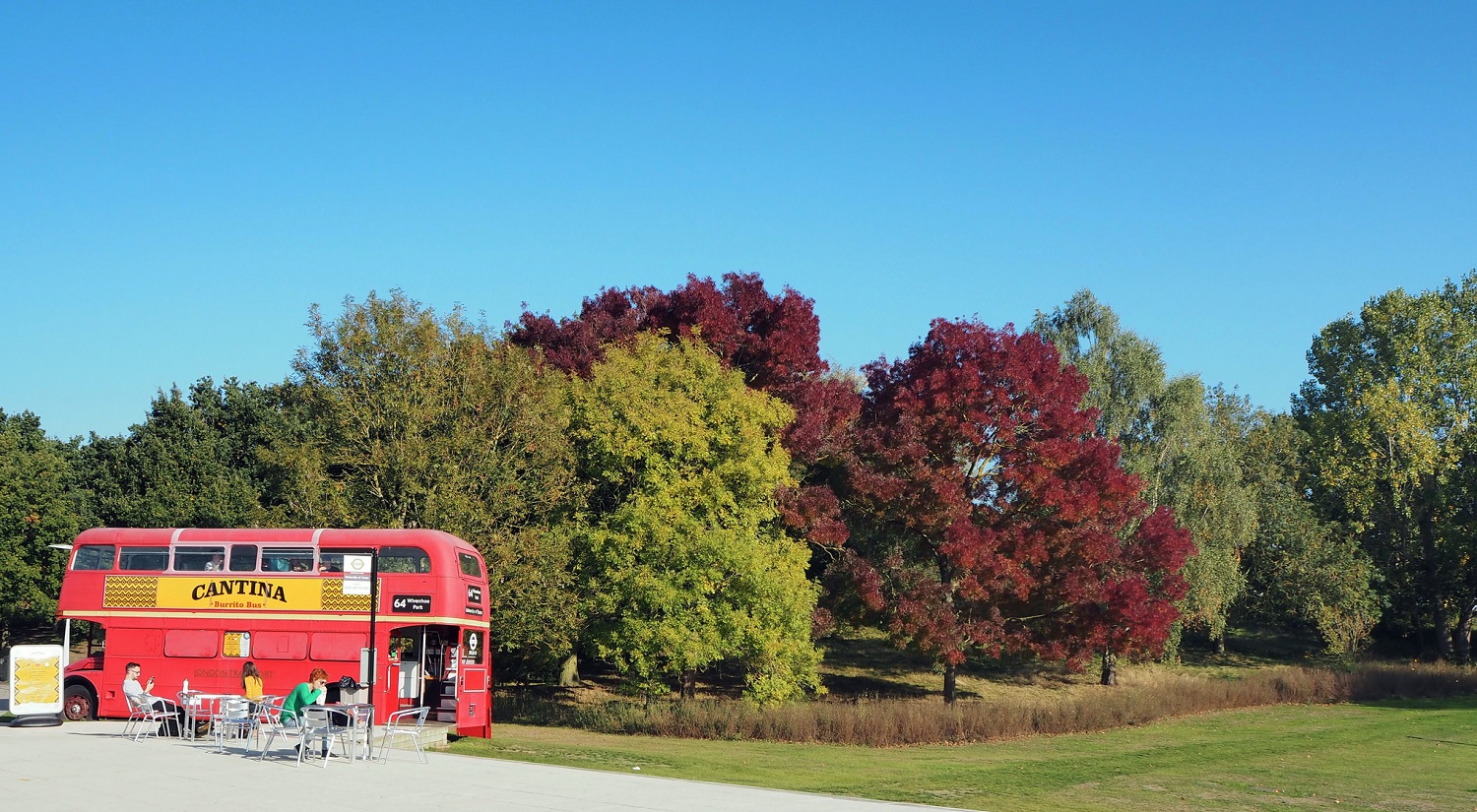 Our iconic red bus serves tasty Mexican food in our Colchester Campus