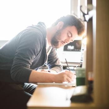 Student studying in accommodation halls