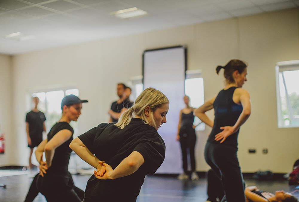 Students in dance studio at Loughton