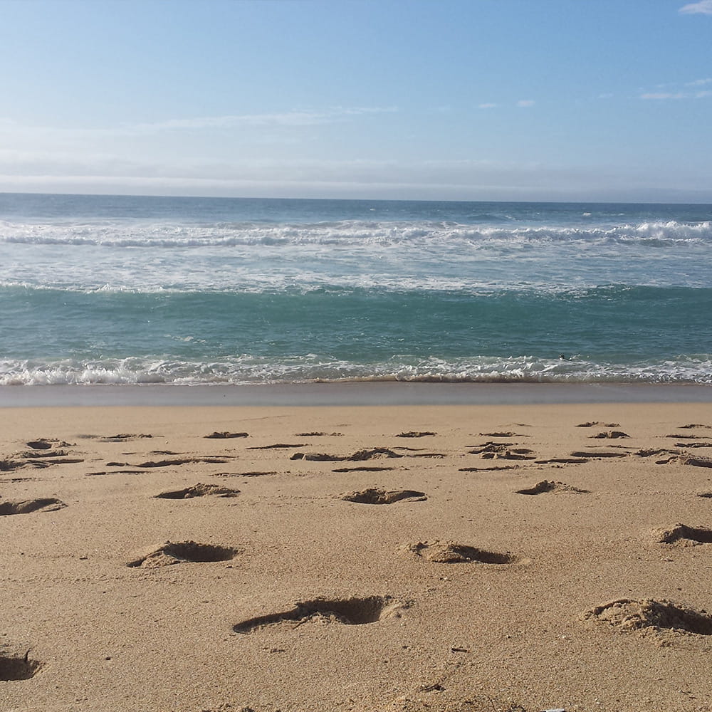 Footprints in the sand taken during a study abroad