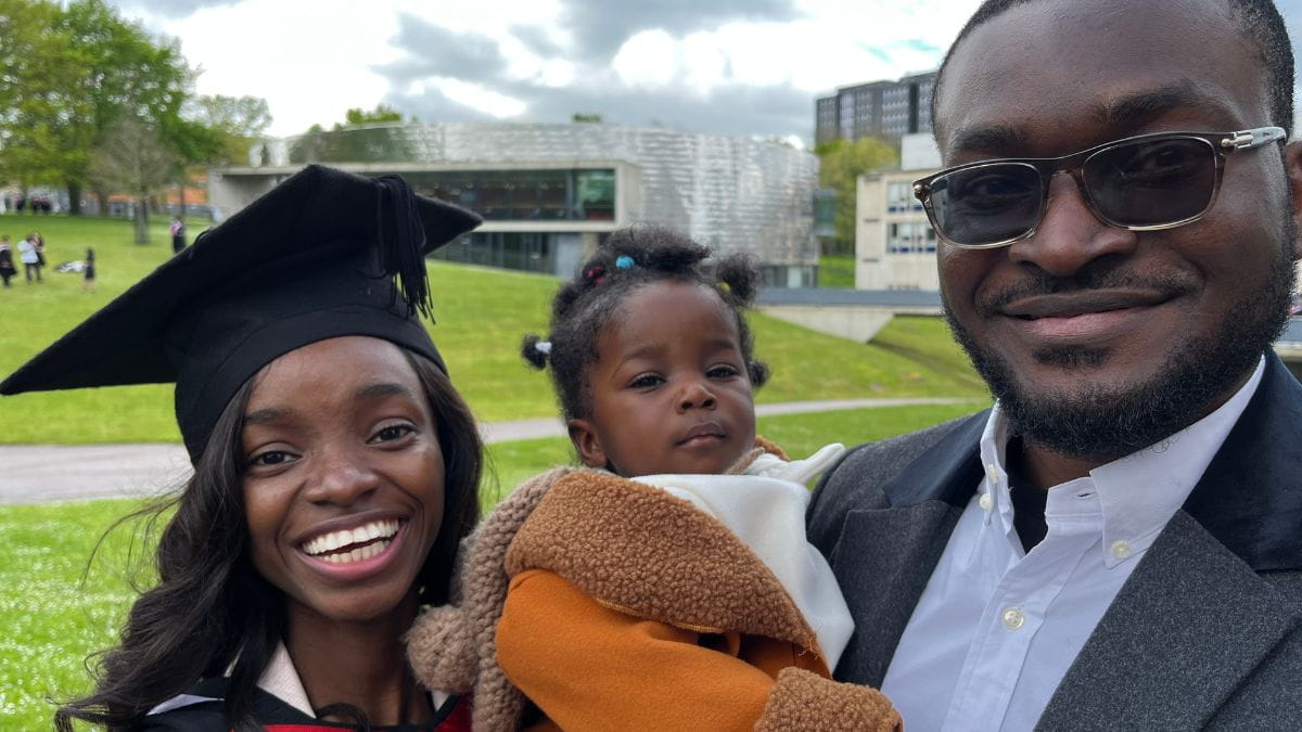 Aruoriwo Ocharive with her family at Graduation 2024)