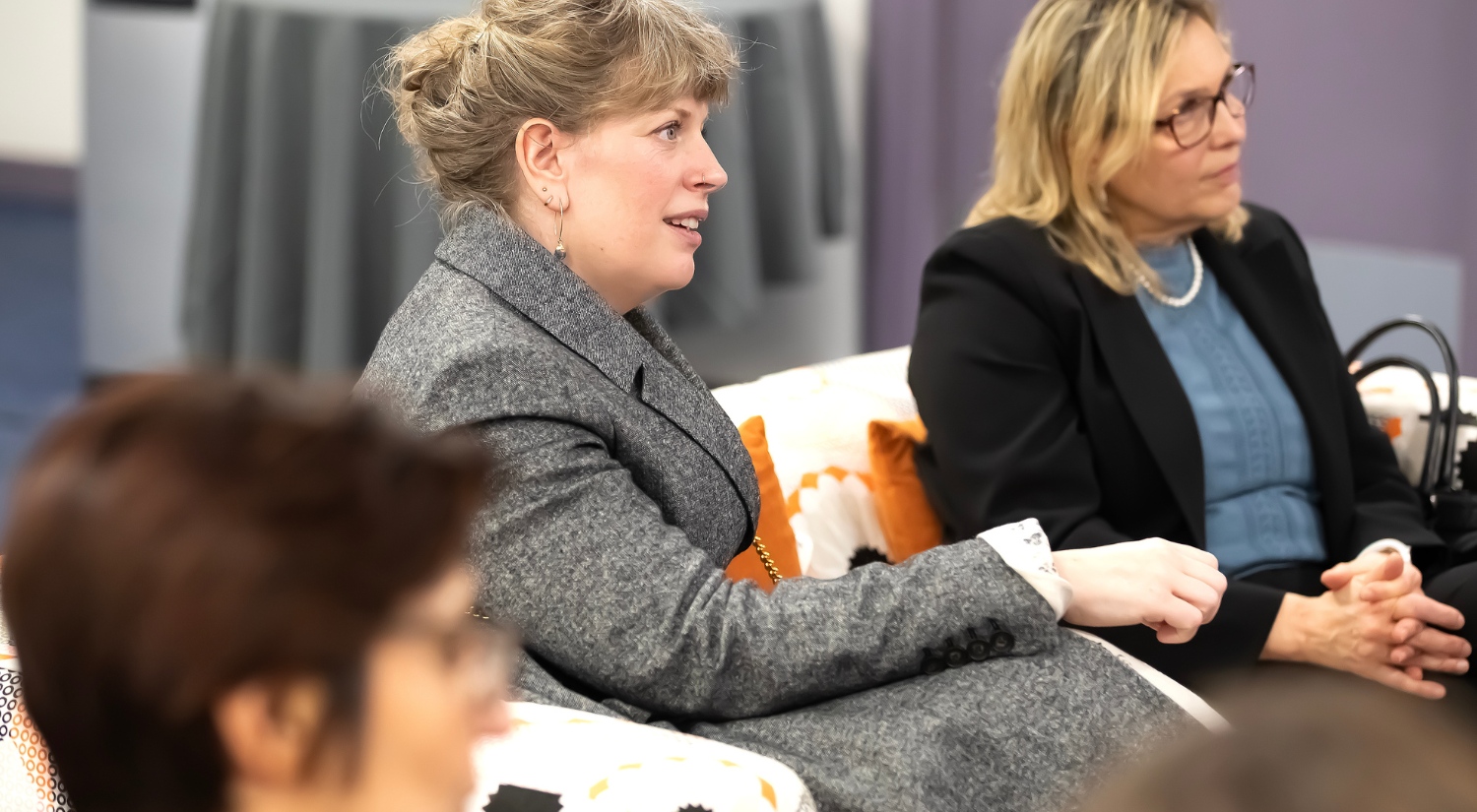 Chancellor Sarah Perry meets Essex Business School students in Southend