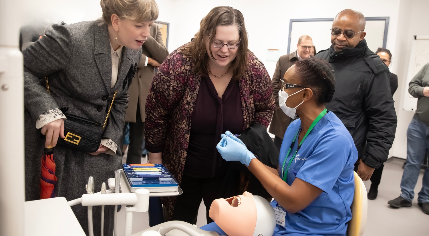 Chancellor Sarah Perry  meets oral health student