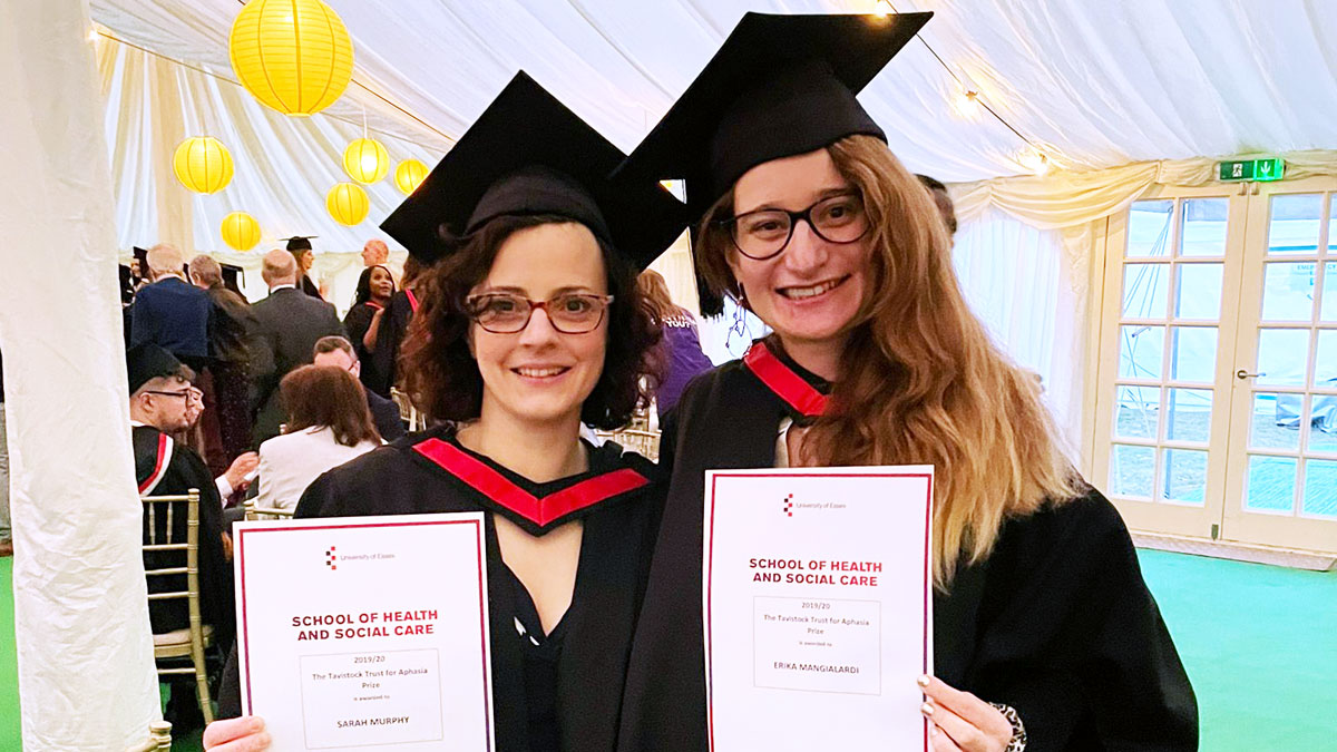 Sarah Murphy and Erika Mangialardi with their Tavistock Trust for Aphasia Prizes)