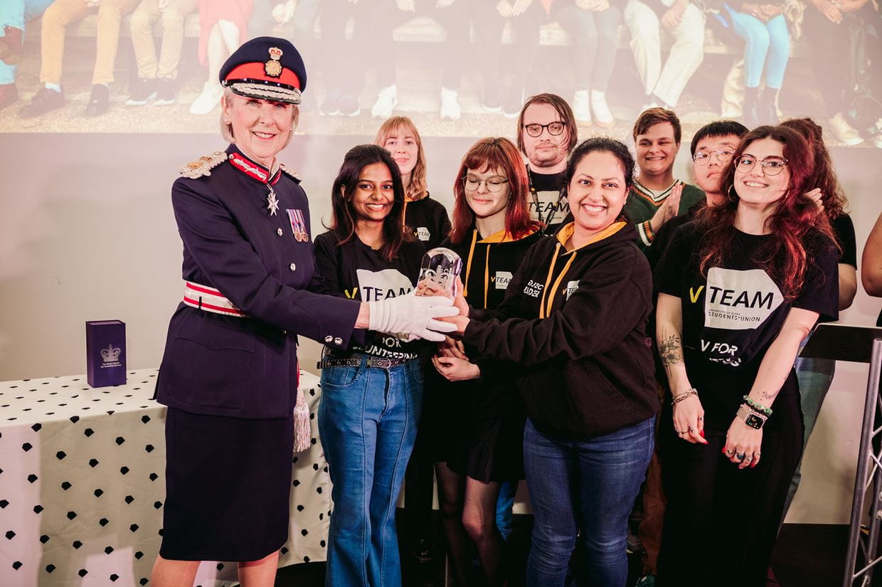 The Lord-Lieutenant of Essex presents the King's Award for Volunteering to our students
