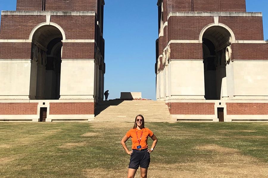 Olivia Smith on her first day at the Thiepval Memorial 