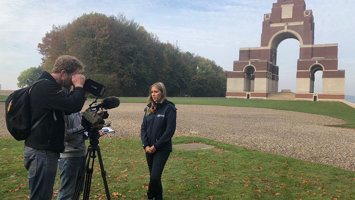 Olivia Smith being interviewed by the BBC )