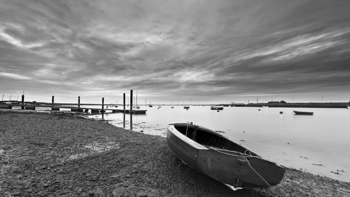 Orford Quay with Orford Ness in the background)
