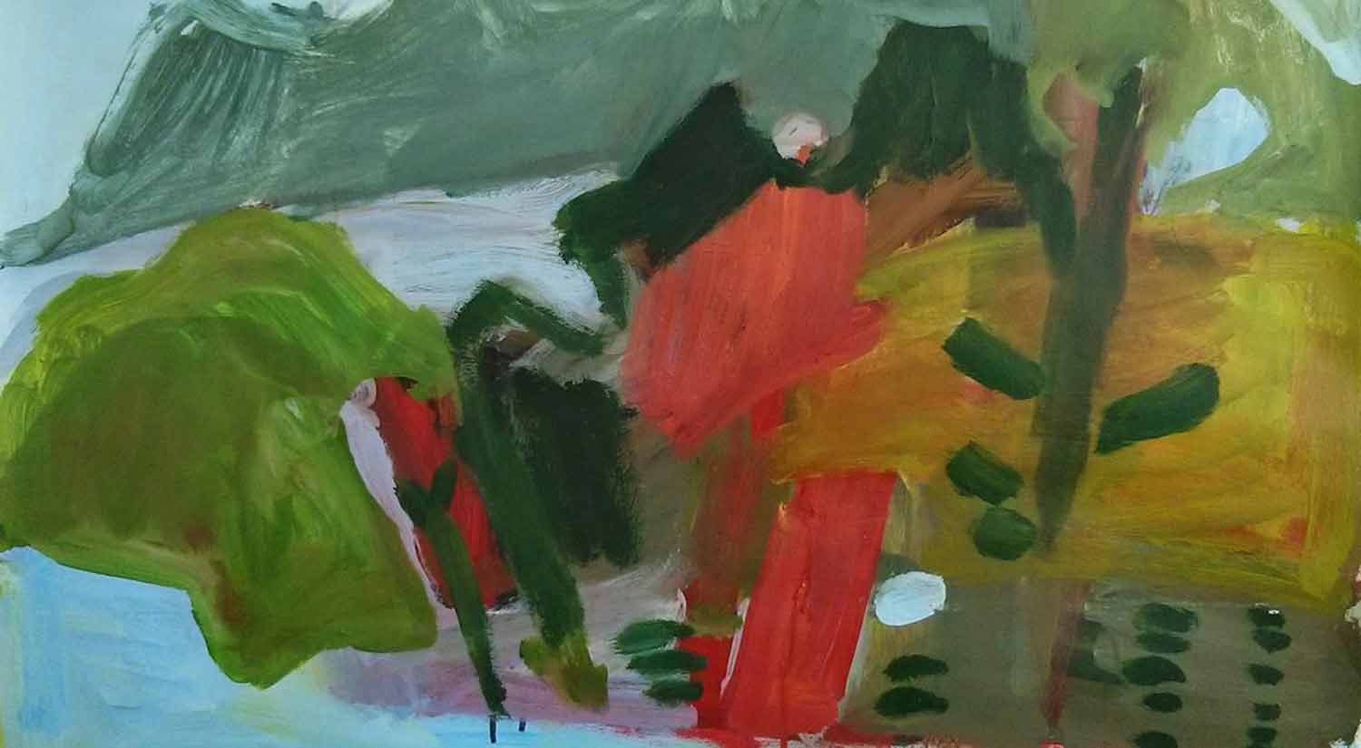 In Wivenhoe Park, by Simon Carter, acrylic on paper, 2014