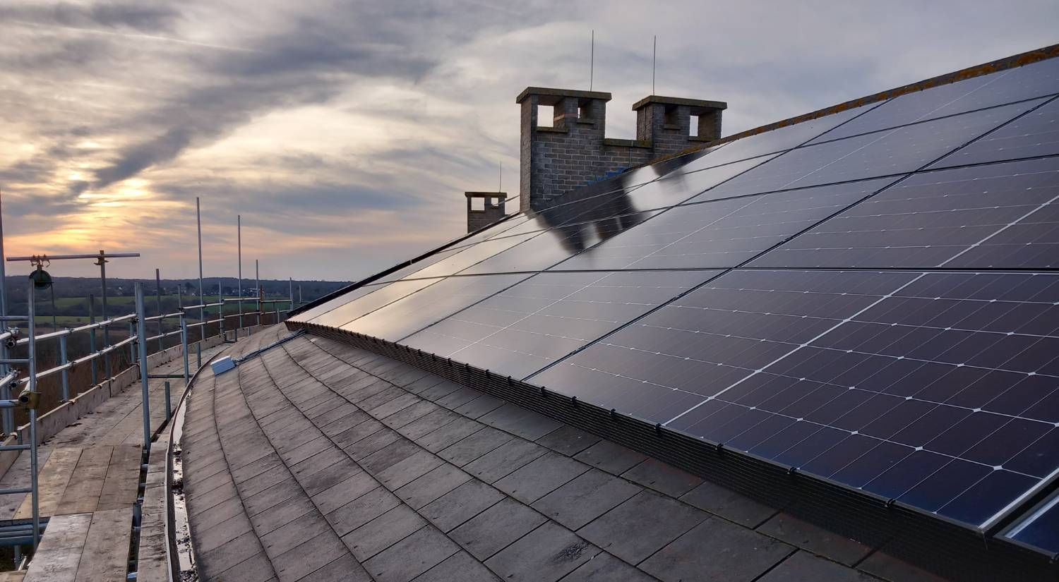 A view of solar panels installed on Harwich Court