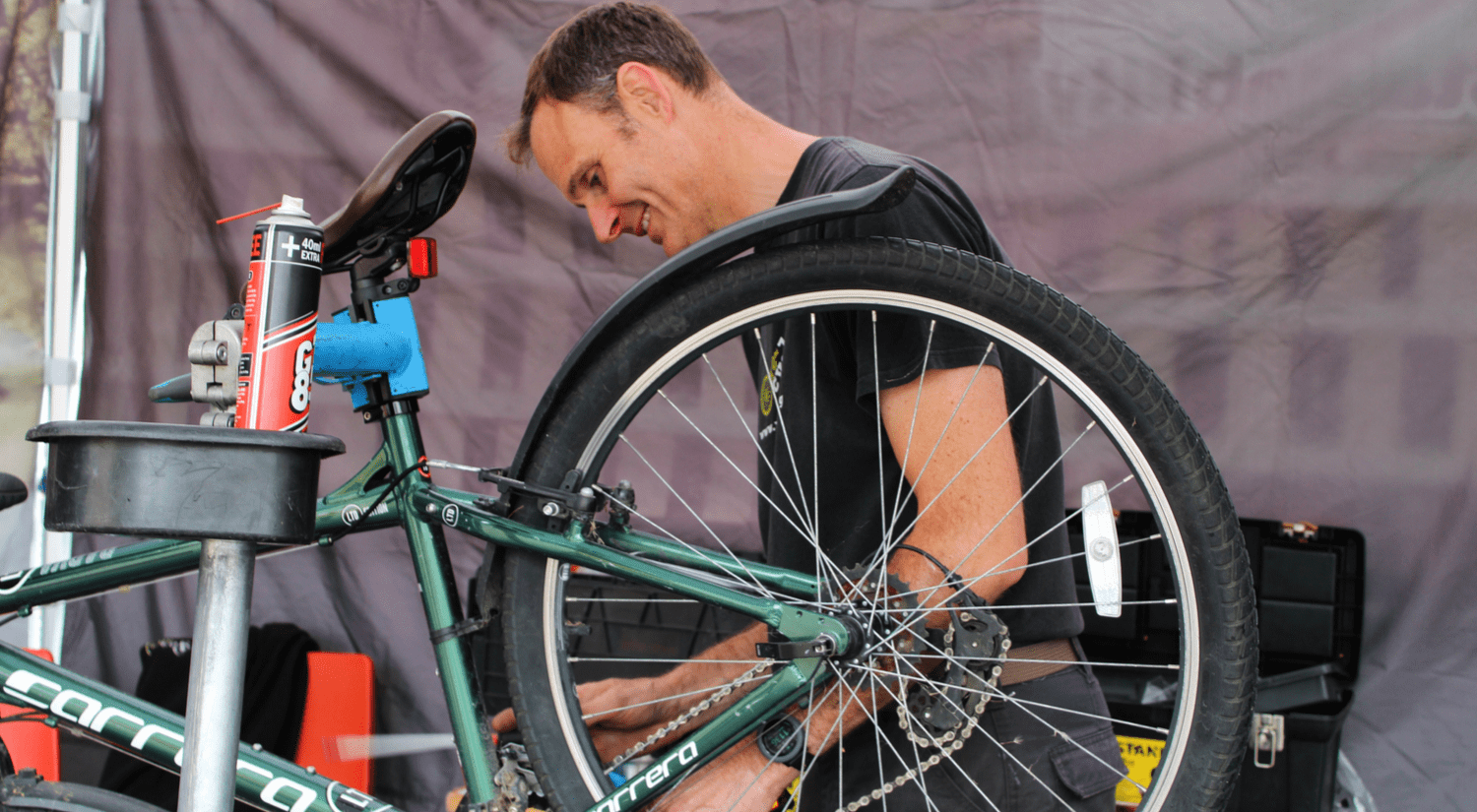 Dr Bike fixing a bike at our Colchester campus.