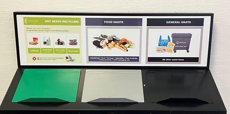 Recycling bins for mixed dry items, food and general waste