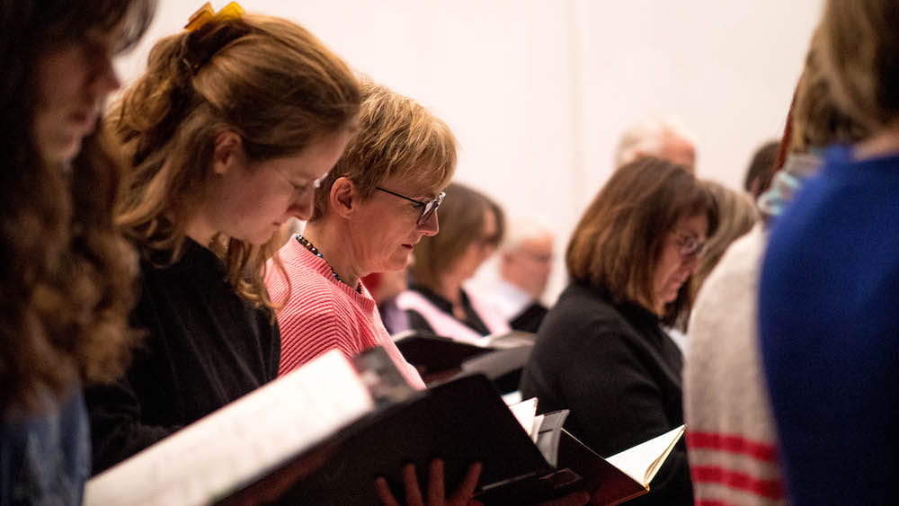 Members of the University of Essex Choir rehearsing