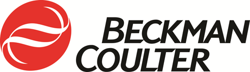 The words "Beckman Coulter" in black. To the left is a red circle with two interwoven white lines.
