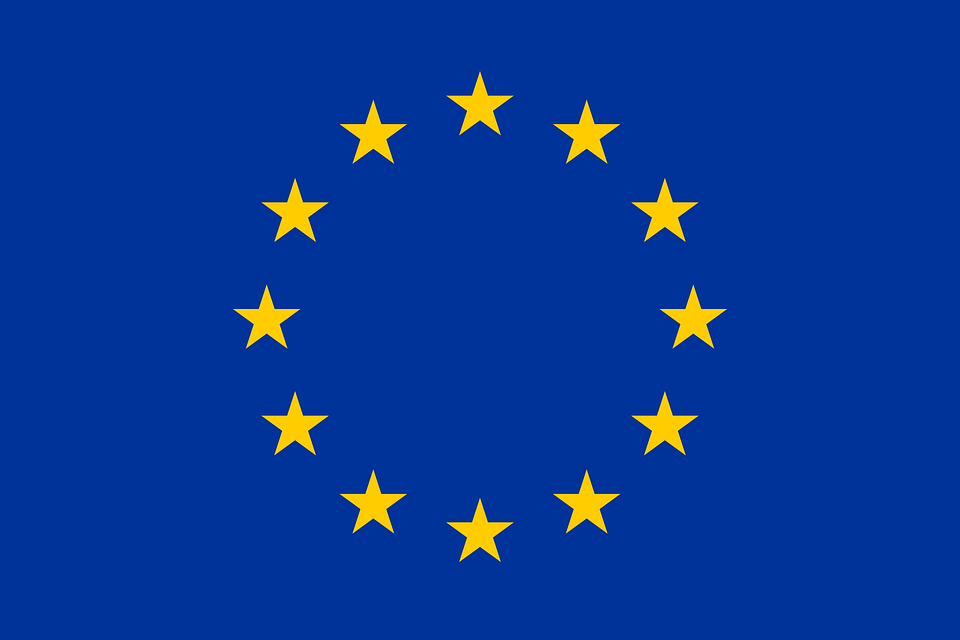 Blue flag with yellow stars in circle EU flag