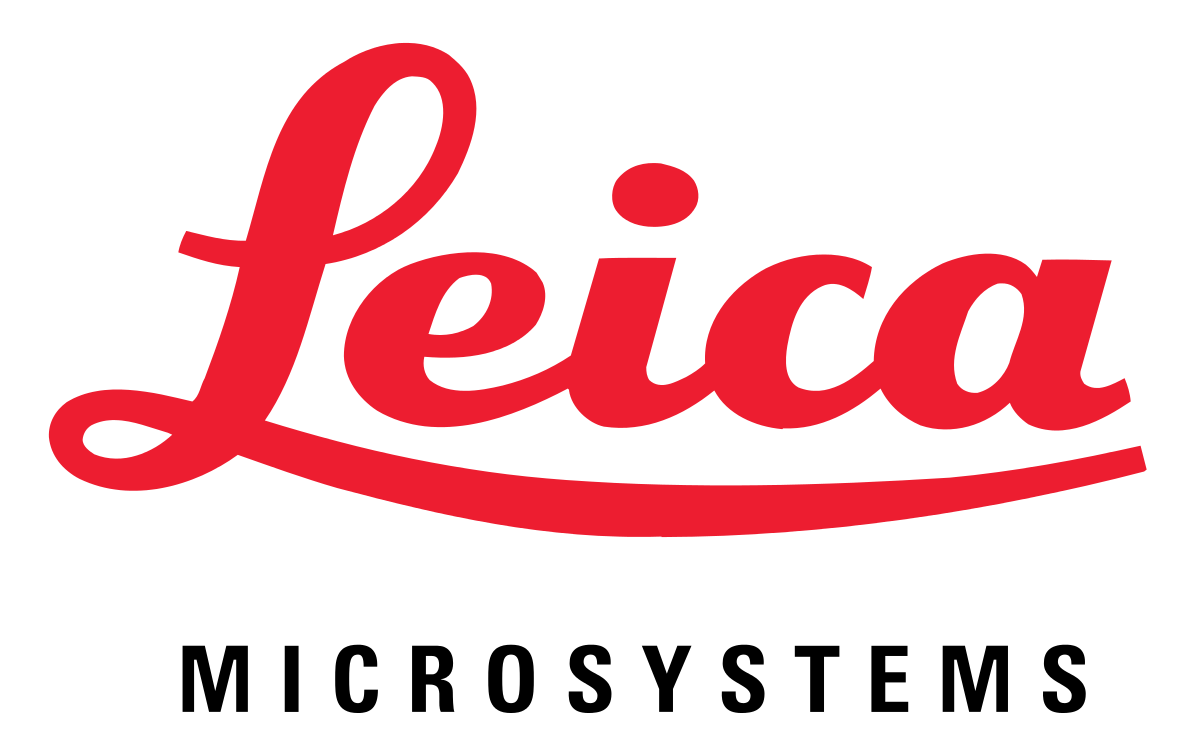 On the top the word "Leica" in red text, underneath in smaller black font is the word "Microsystems".