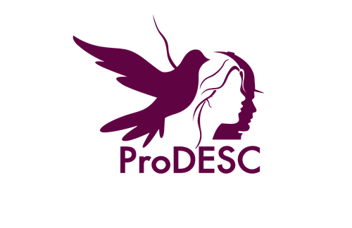 White and purple ProDESC logo