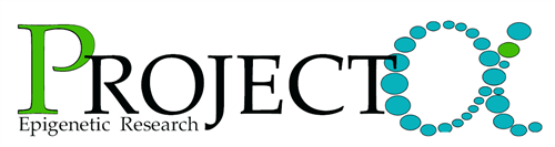 A logo showing the word "Project" with a green "P", and an alpha made up of blue dots. The words "epigenetic research" are under "Project".