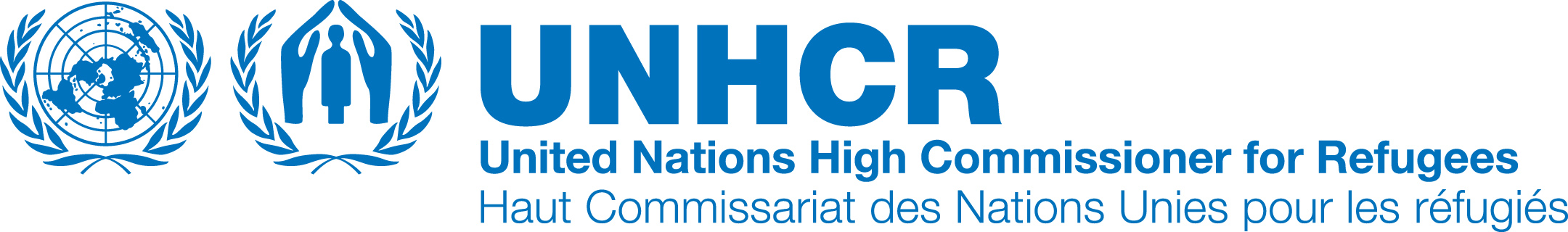 White and blue UNHCR logo