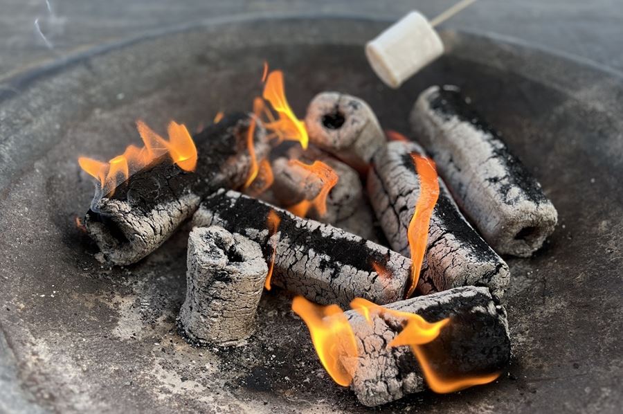 Fire with a toasted marshmallow
